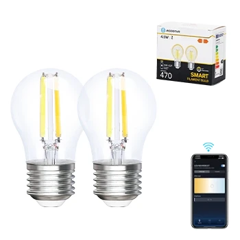 Imagen de Aigostar Bombilla Inteligente Alexa, Led E27 Vintage, G45 Transparente Tipo Globo, 4.5W, 470LM, Regulable Cálida a Fría 2700K 6500K, Compatible con Alexa y Google home, 2 Unidads