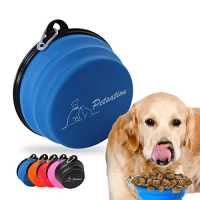 Imagen de PETSATION Cuenco Plegable para Perros (Azul, 350 ml)
