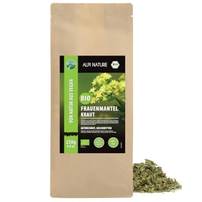 Imagen de Hierba de manto dama seco orgánico (250g), cortado, cultivo controlado, té 100% natural, sin aditivos