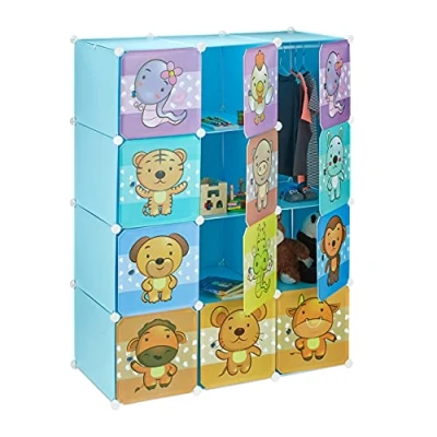 Imagen de Relaxdays Estantería Infantil Modular con Animales, Azul, Estándar