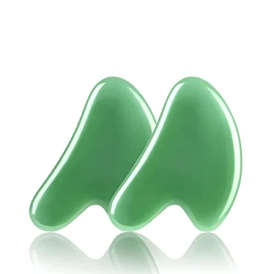 Imagen de URAQT Herramienta Masaje Gua Sha, 2 Piezas de Cuarzo, Anti Envejecimiento y Arruga Tablero Sha Piedra Jade, Natural Cuidado para Cara, Ojo, Cuello