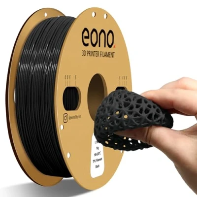 Imagen de EONO filamento de TPU 95A 1,75 mm, flexible suave 1 kg (2,2 lbs), precisión dimensional +/ 0,07 mm para impresora FDM, color negro