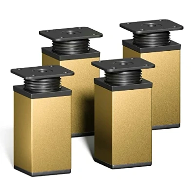 Imagen de Sossai® Patas para Muebles MFV1 4 Piezas Altura Regulable Color: Oro Altura: 80 mm (+20mm) Perfil Cuadrado: 40 x Tornillos incluidos