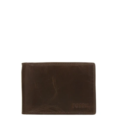 Imagen de Fossil billetera para hombre Derrick, 100% de cuero Money Clip marrón oscuro 10 cm largo x 1,5 ancho 7 alto ML3684201