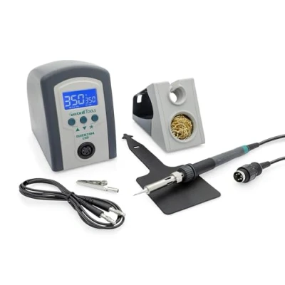 Imagen de QUICK 3104 Estación de soldadura ESD regulable digitalmente 80 W, incluye soldador con punta 2 mm y accesorios, calibrable a 100 450 C, protección