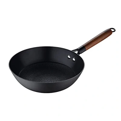 Imagen de MasterPro Odín Wok Sartén antiadherente 24 x 44 7,5 cm, hierro prensado, mango ergonómico de madera acacia, utensilios cocina para todo tipo cocinas