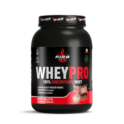 Imagen de Fire Nutrition Whey PRO 908 gr (2 LB) Chocolate 100% Concentrate Concentrado de Suero Protein Proteina Leche Recuperacion Muscular