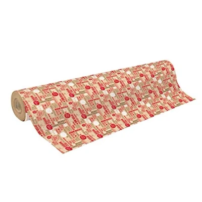 Imagen de Clairefontaine 223811C Bobina de papel Kraft en bruto reciclado, tamaño: 50 x 70 cm, g, diseño Navidad, rojo, verde, para envolver regalos, bricolaje, ocio creativo