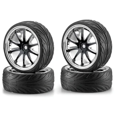 Imagen de Carson 500900080 1:10 Big Wheel Set 02, 10 radios, Accesorios Modelo, 4 Piezas, Negro/Cromo