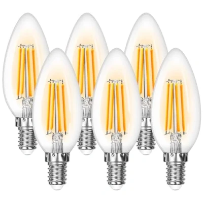 Imagen de Lepro Bombilla LED E14, Luz Cálida 2700K 4W, 470 Lúmenes, Equivalente a 40W Vela de Filamento, Retro Vintage Ahorro energía, No regulable, 6 Pcs