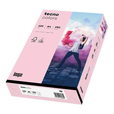 Imagen de inapa papel para impresora de colores, colores tecno Colors: 120 g/m², A4, 250 hojas, color rosa claro