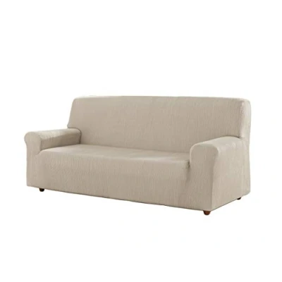 Imagen de Estoralis Berta Funda Sofá de Diseño Moderno Tejido Elastico Marfil para 4 Plazas 220 a 260 cm. Protector Adaptable Todo Tipo sofás