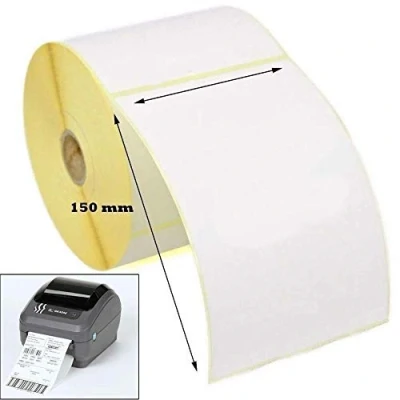 Imagen de 1 rollo (500 etiquetas) etiquetas térmicas directas blancas (6 x 4 pulgadas) 100 mm 150 para impresora Zebra GK420D GX420D GK420T