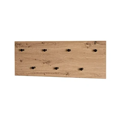 Imagen de HAKU Möbel Perchero de pared roble, negro, MDF, metal Dim.: AN 80 cm x AL 30 P 5 cm, Estilo: Moderno