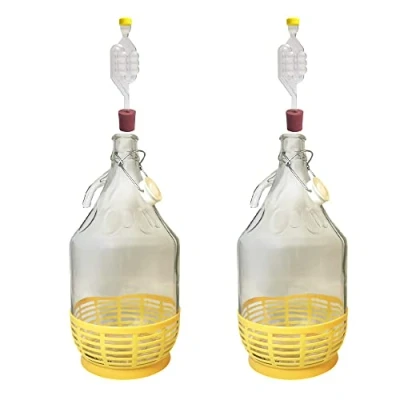 Imagen de DIAH DO IT AT HOME Demijohns 2 x 5 L Cerraduras de aire, tapones para sidra Carboy, 1 galón, fabricación vino, almacenamiento