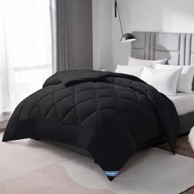 Imagen de WAVVE Edredón Relleno Nórdico 240x260 cm para Cama 180, de Fibra 300gr/m², Ligero, Suave, Transpirable Otoño e Invierno (260x240 cm, Negro)