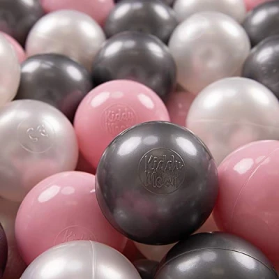 Imagen de KiddyMoon 100 ∅ 7Cm Bolas Colores De Plástico para Piscina Niños, Perla/Rosa Claro/Plateado