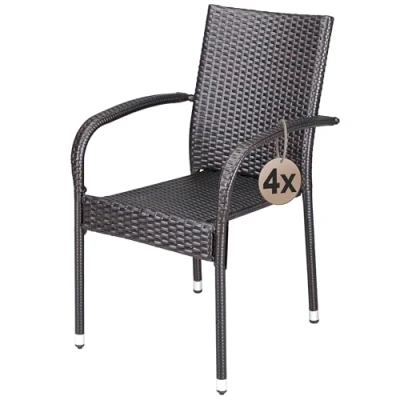 Imagen de Silla apilable de poliratán Comfort set 4 marrón