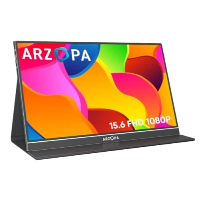Imagen de ARZOPA S1 Table Monitor Portátil Full HD de 15,6&quot; y 1920x1080 Píxeles, Pantalla Móvil Externa IPS con HDMI/Tipo C/USB C para Portátil/PC/Mac/PS4/Xbox