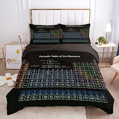 Imagen de Funda Nordica Cama 90 Tabla Periodica de Los Elementos, Juego Ropa 2 Piezas, Edredon 150x200 con 1 Almohada 50x75 cm, 120gsm Microfibra, Muy Suave