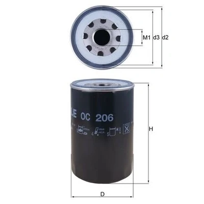 Imagen de MAHLE ORIGINAL OC 206 Filtro de aceite enroscable