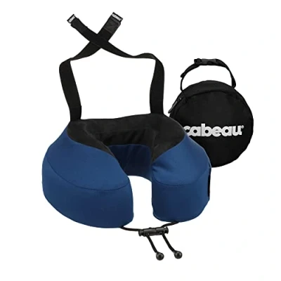 Imagen de Cabeau Evolution S3 Travel Pillow Straps to Airplane Seat Ensures Your Head Won&#039;T Fall Forward Relax with Plush Memory Foam Quick Dry Fabric Keeps You Cool and (Indigo)..