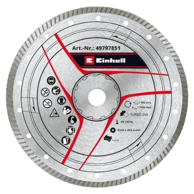 Imagen de Einhell Disco de corte diamante turbo (250 x 25,4 mm, 250 borde 6 máx. 7650 min 1, para máquinas piedra)
