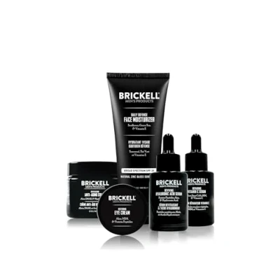 Imagen de Brickell Men&#039;s Products Rutina Antienvejecimiento Completa Defense, Crema Facial de Noche, Suero Diurno y Nocturno Vitamina C, Hidratante con SPF para los Ojos (Perfumado)
