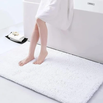 Imagen de Homaxy Alfombra de baño Antideslizante, Microfibra Chenilla Suave, Absorbente, Lavable a máquina, 60 x 120 cm, Color Blanco