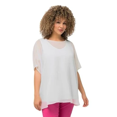 Imagen de Ulla Popken Chiffonbluse Blusas, Blanco Nieve, 44 50 Mujeres