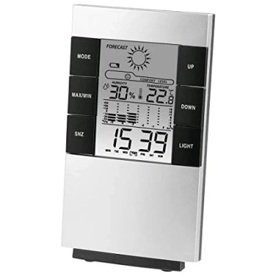 Imagen de Estación meteorológica Hama Termohigrómetro LCD TH 200, Previsión de la Temperatura y Humedad, Función Alarma, Plata