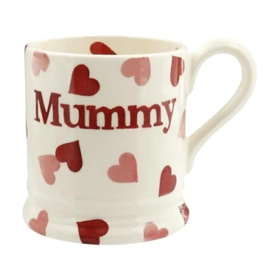 Imagen de Emma Bridgewater Taza Grande de 1/2 Pinta (300 ml) Tazas Ceramica Para Desayuno, Cafe, Capuchino, Café con Leche o Té, Diseños Originales y Bonitos, Mug Momia Rosa Corazones