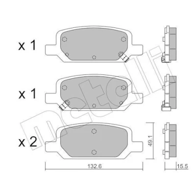 Imagen de METELLI 22 1278 0 Juego de pastillas freno con avisador acústico desgaste TESLA: Model Y