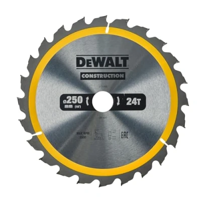 Imagen de DEWALT DT1956 QZ Hoja de Sierra Circular Estacionaria, Disco Cortante 24 Dientes 250x30mm, Herramienta Resistente a Clavos, Duradera, Especial para Construcción y Uso Profesional