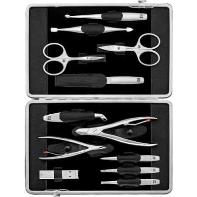 Imagen de ZWILLING Set de manicura y pedicura piel vaca 12 piezas con cremallera, Premium, Negro