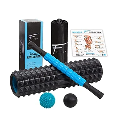 Imagen de Fitem Foam Roller Kit de Masaje Profundo Rodillo Dolor Espalda Curvas musculares y Puntos Recuperación Deportiva Bienestar