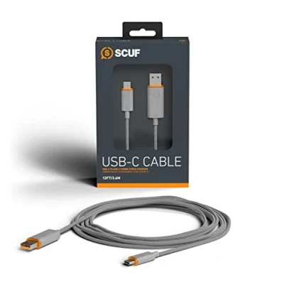 Imagen de Scuf Cable USB C Trenzado Conexión y Carga tipo de 2 Metros para Mandos Xbox, PS5 Smartphones Gris Claro