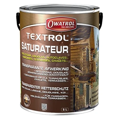 Imagen de OWATROL TEXTROL 5L Roble rústico Saturador de madera para exteriores a base aceite vegetal natural casas madera, vallas, cobertizos jardín, fachadas exterior