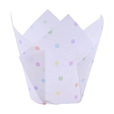 Imagen de 24 Cápsulas de Papel para Cupcakes PME en forma tulipán, Puntos