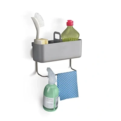 Imagen de Joseph Door Store, organizador fregadero de cocina para ponder dentro del armario, lavavajillas, cepillo, esponjas, paños cocina, extraíble, gris