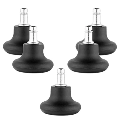 Imagen de kwmobile Patas fijas para silla de oficina Set 5x tacos sin ruedas sillas escritorio gaming Con base fieltro Perno Ø 10 MM Negro