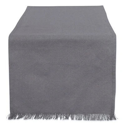 Imagen de DII Colección Diaria Mesa sólida con Flecos, Algodón, Gris, Table Runner, 14x72