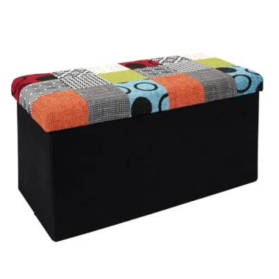 Imagen de HOME DECO FACTORY HD6507 Banco puf, poliéster, Multicolor, 76 x 38