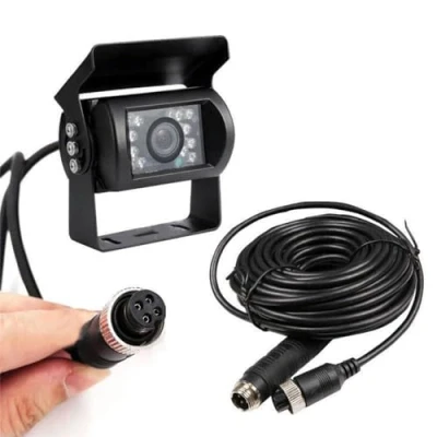 Imagen de Camecho 12 V 24 4 Pins 18 LED IR Visión Nocturna Impermeable AHD Cámara de Trasera + 10 m Cable Pines para Coche/Bus/Camión/remolques/Caravana/Autocaravana/Heavy Reverse