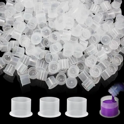 Imagen de 1000 tapas de tinta tatuaje medianas desechables tazas con base plástico pigmento maquillaje permanente para
