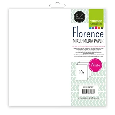 Imagen de Florence Vaessen Creative Mixta, Blanco, 30,5 x cm, Papel, Juego de 10 Hojas, 240 Gramos para técnicas húmedas y secas