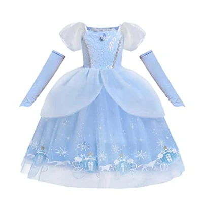 Imagen de Lito Angels Vestido Disfraz Princesa Cenicienta con Guante para Niñas Pequeñas Talla 3 4 Años, Azul