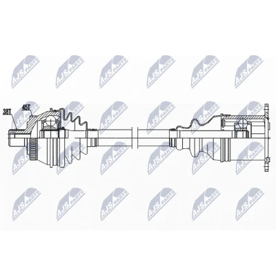 Imagen de NTY NPW AU 038 Árbol de Transmisión Eje delantero, derecha 505 automática AUDI: A6 C5 Berlina