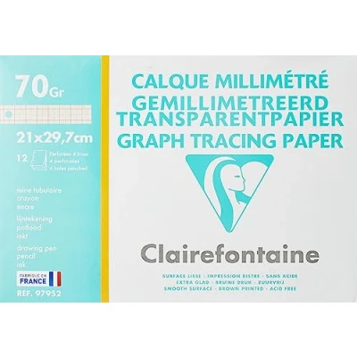 Imagen de Clairefontaine 93950 C Papel de calco (50 hojas, 50 x 65 cm, 90/95 g), transparente 70/75 g