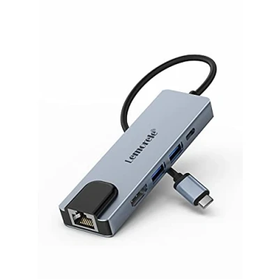 Imagen de Lemorele Hub USB C con Ethernet, Adaptador 5 en 1, multipuerto 4K HDMI, Ethernet LAN RJ45, 2 3.0, PD 100W, Dock para MacBook Pro/Air, ChromeBook, Switch, etc